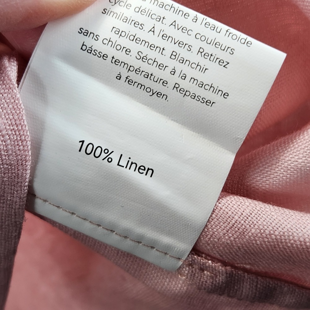 Lintico 100% Linen Sleeveless Pleated High Neck Split Back Blouse Pink XL NEW - Picture 4 of 8